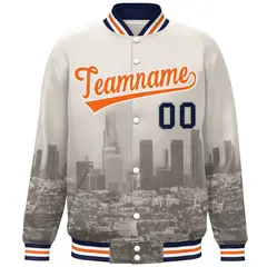Cream Orange-Cream Los Angeles Skyline Varsity Full-Snap Track Jacket 3