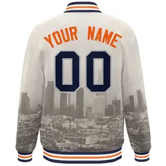 Cream Orange-Cream Los Angeles Skyline Varsity Full-Snap Track Jacket 4