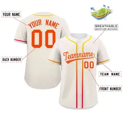 Cream Orange Gradient Ribbed Authentic Baseball Jersey 2