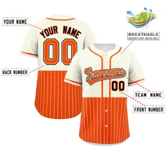Cream Orange Half Stripe Authentic Baseball Jersey 2