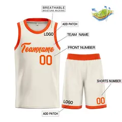 Cream Orange Heal Basketball Jersey Sets 3