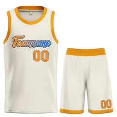 Cream Orange Heal Basketball Jersey Sets