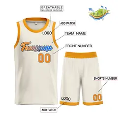 Cream Orange Heal Basketball Jersey Sets 3