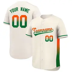 Cream Orange-Kelly Green Gradient Side Baseball Jersey 1