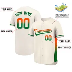 Cream Orange-Kelly Green Gradient Side Baseball Jersey 2