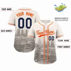 Cream Orange Khaki Los Angeles City Skyline Baseball Jersey 2
