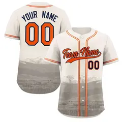 Cream Orange-Navy Denver City Skyline Baseball Jersey
