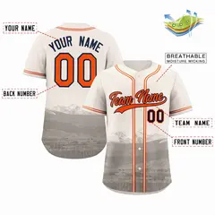 Cream Orange-Navy Denver City Skyline Baseball Jersey 2