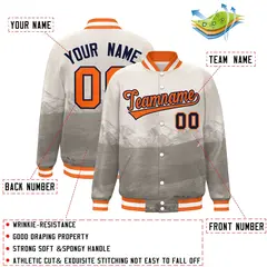 Cream Orange-Navy Denver Skyline Track Varsity Full-Snap Jacket 2
