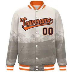 Cream Orange-Navy Denver Skyline Track Varsity Full-Snap Jacket 3