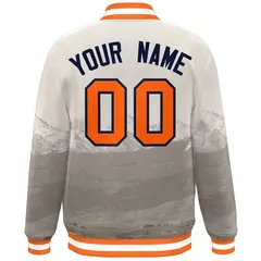 Cream Orange-Navy Denver Skyline Track Varsity Full-Snap Jacket 4