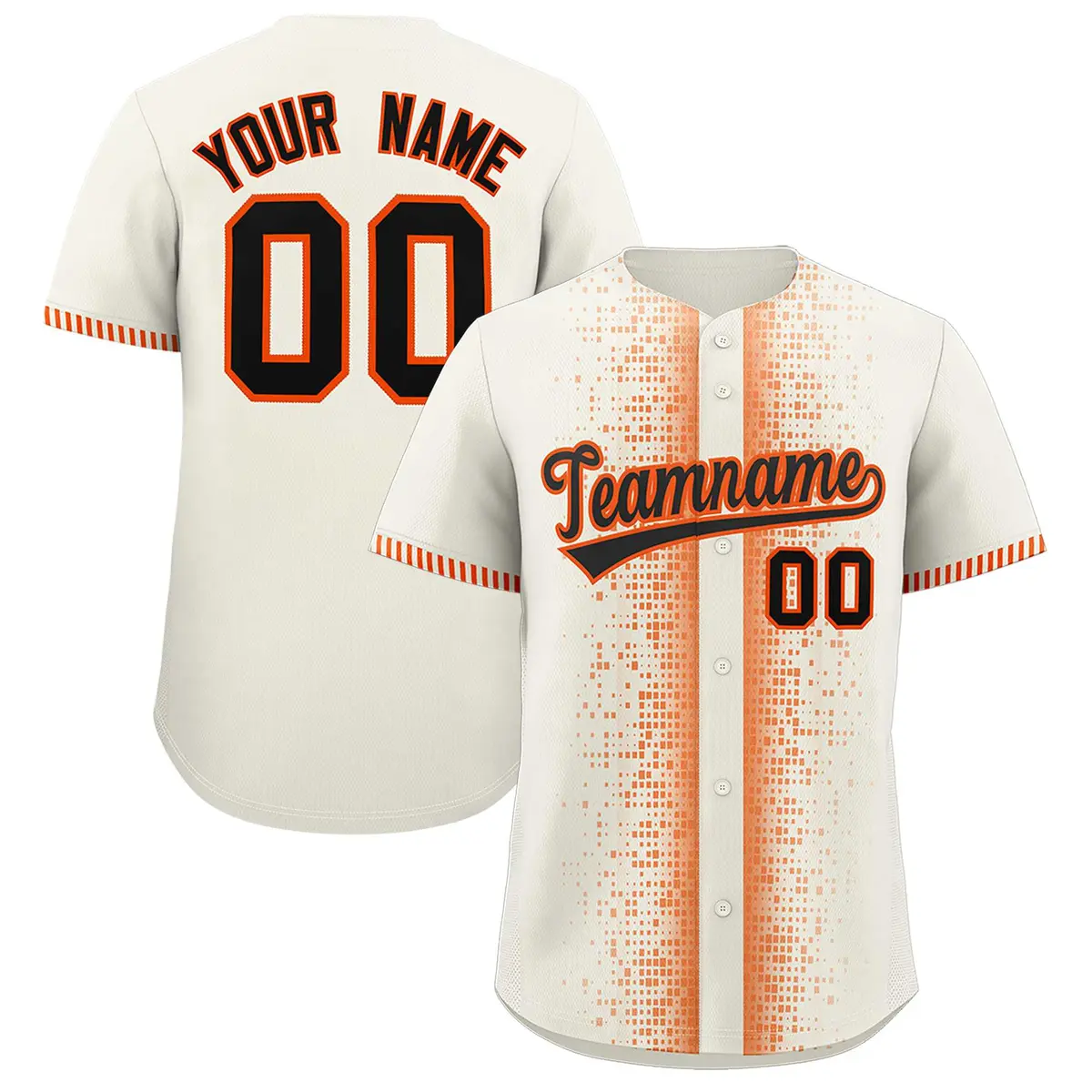 Cream Orange Phonetic Rhythm Authentic Baseball Jersey