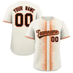 Cream Orange Phonetic Rhythm Authentic Baseball Jersey