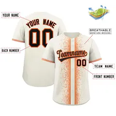 Cream Orange Phonetic Rhythm Authentic Baseball Jersey 2