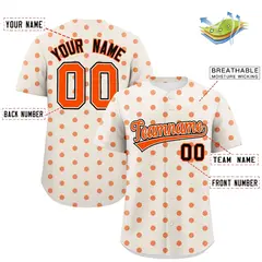 Cream Orange Polka Dot Graffiti Authentic Baseball Jersey 2