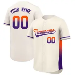 Cream Orange-Purple Gradient Side Authentic Baseball Jersey 1