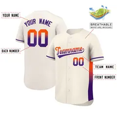 Cream Orange-Purple Gradient Side Authentic Baseball Jersey 2