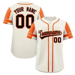 Cream Orange Raglan Sleeves Authentic Baseball Jersey
