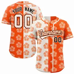 Cream Orange Split Flower Graffiti Authentic Baseball Jersey 1