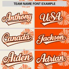 Cream Orange Split Flower Graffiti Authentic Baseball Jersey 3