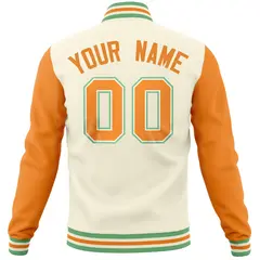 Cream Orange Varsity Full-Snap Raglan Letterman Jacket 6