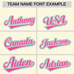 Cream Pink Aqua Sleeve Flag Lace Baseball Jersey 3