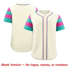 Cream Pink Aqua Sleeve Flag Lace Baseball Jersey 7
