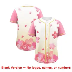 Cream Pink Cherry Blossom Graffiti Baseball Jersey 7