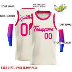 Cream Pink Classic Casual Basketball Jersey 2