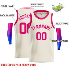 Cream Pink Classic Casual Basketball Jersey 2