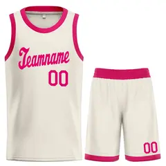 Cream Pink Classic Sets Sports Basketball Uniform Jersey 1