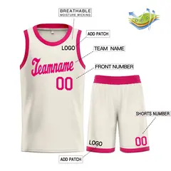 Cream Pink Classic Sets Sports Basketball Uniform Jersey 3