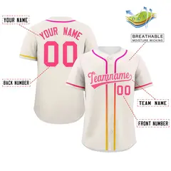 Cream Pink Gradient Ribbed Authentic Baseball Jersey 2