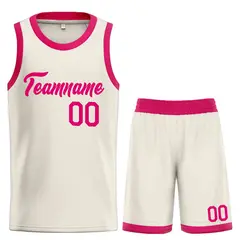 Cream Pink Heal Classic Sets Basketball Jersey