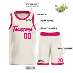 Cream Pink Heal Classic Sets Basketball Jersey 3