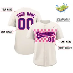 Cream Pink Plaid Fashion Authentic Baseball Jersey 2