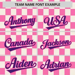 Cream Pink Plaid Fashion Authentic Baseball Jersey 3