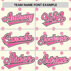 Cream Pink Polka Dot Graffiti Authentic Baseball Jersey 3