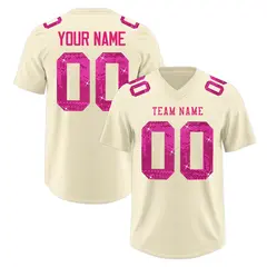 Cream Pink Sequin Lettering Moisture-Wicking Football Jersey 1