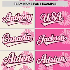 Cream Pink Split Flower Graffiti Authentic Baseball Jersey 3