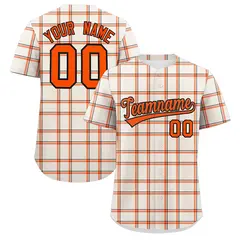 Cream Plaid Authentic Baseball Jersey 1