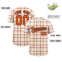 Cream Plaid Authentic Baseball Jersey 2
