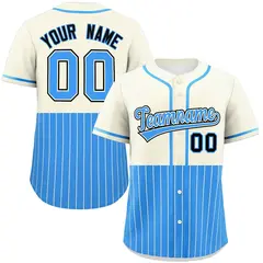 Cream Powder Blue Half Stripe Authentic Baseball Jersey 1