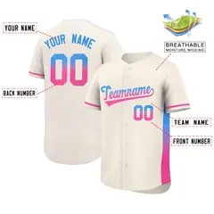 Cream Powder Blue-Pink Gradient Side Baseball Jersey 2