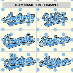 Cream Powder Blue Polka Dot Graffiti Baseball Jersey 3