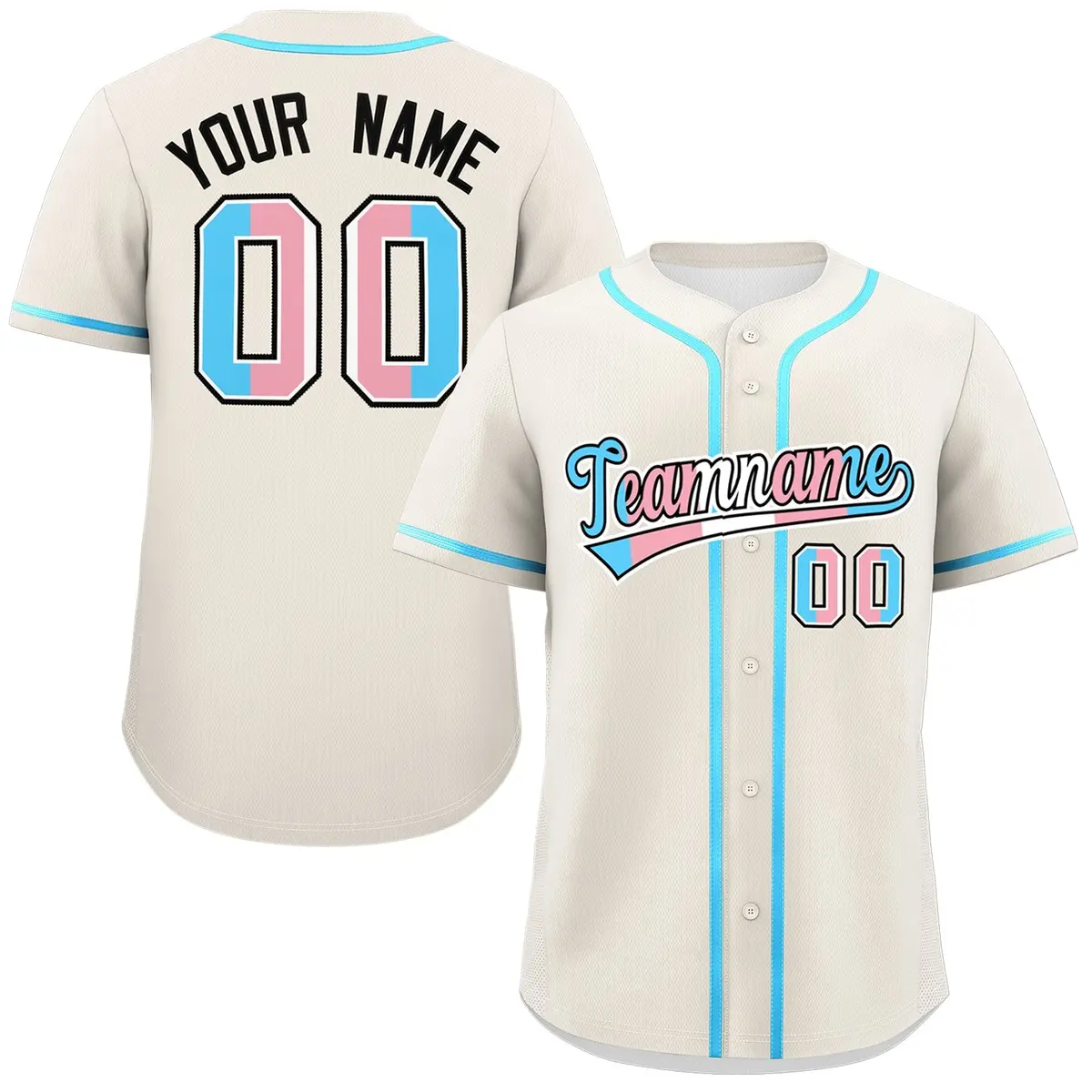 Cream Powder Blue Transgender Pride Month Baseball Jersey