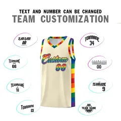Cream Pride Month LGBT Rainbow Basketball Jersey 4