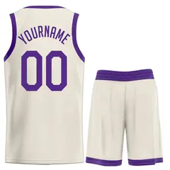 Cream Purple Classic Sets Sports Basketball Uniform Jersey 2