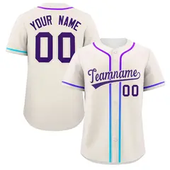 Cream Purple Gradient Ribbed Authentic Baseball Jersey 1