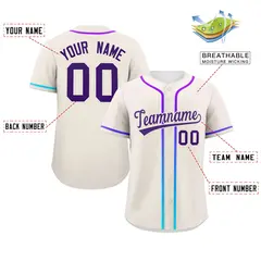 Cream Purple Gradient Ribbed Authentic Baseball Jersey 2